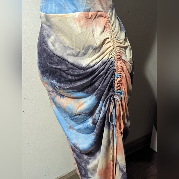 Plus Tie Dye Drawstring Split Thigh Dress - Picture 9 of 11